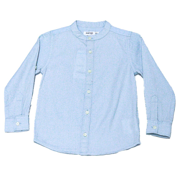 Boys Junior L S Roll Up Mandarin Shirt