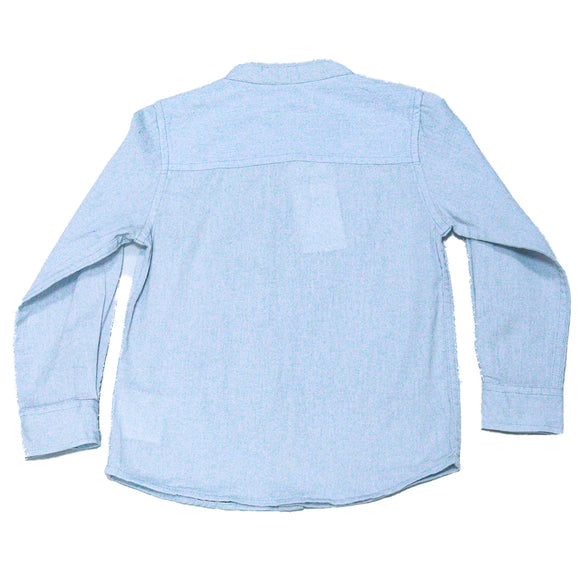 Boys Junior L S Roll Up Mandarin Shirt
