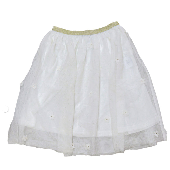 White 3D Tulle Skirts White