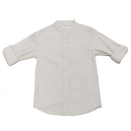Beige Mandarin Collar Long Sleeve Shirt
