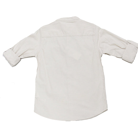 Beige Mandarin Collar Long Sleeve Shirt