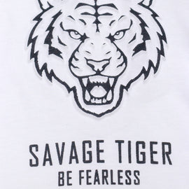 White Tiger Face Emboss Tee - 0