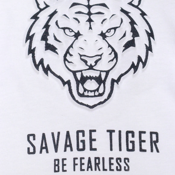 White Tiger Face Emboss Tee