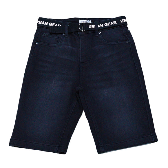 Black 5 Pocket Belted Denim Shorts