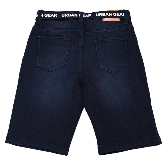 Black 5 Pocket Belted Denim Shorts