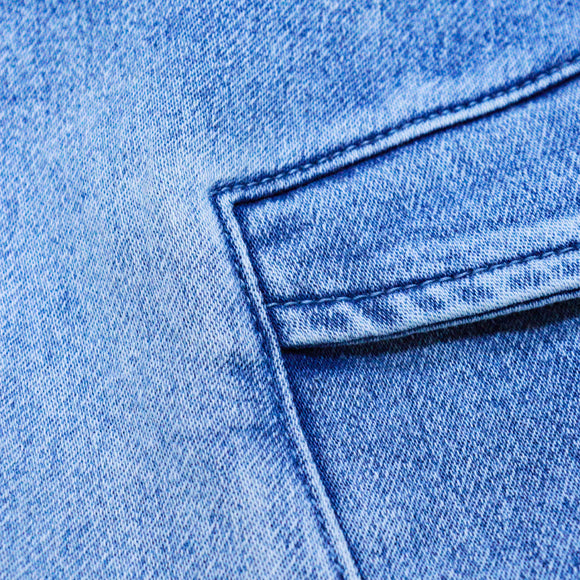 Light Wash Cargo Pocket Pullon Knit Denim Shorts Light Wash 15 16 Years