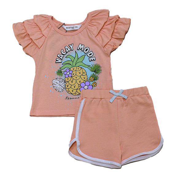 Peach Tropical Placememnt Print Set Orange