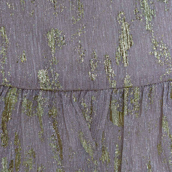 Pink Gold Lurex Tiered Dress Pale Pink