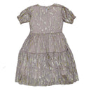 Pink Gold Lurex Tiered Dress Pale Pink-3