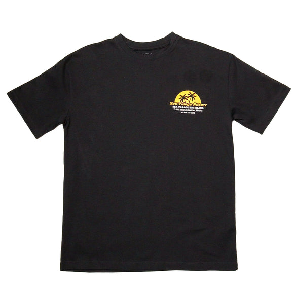 Black Seavillage City Place Front And Back Print Oversize Tee