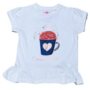 White 3D Embellishment Peplum T-1