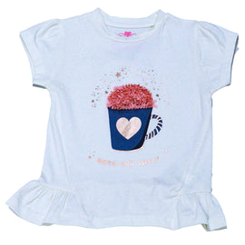 White 3D Embellishment Peplum T