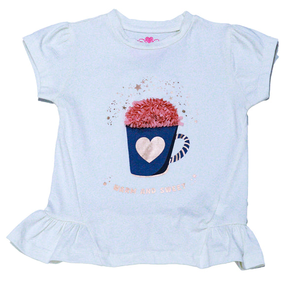 White 3D Embellishment Peplum T