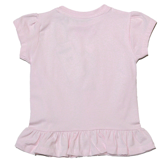 Pink 3D Embellishment Peplum T Shirt Pale