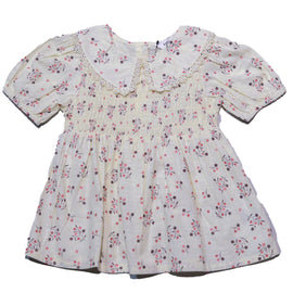 Beige Floral Aop Collar Blouse