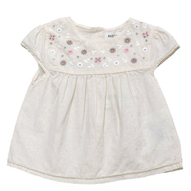 Beige Embroidered Yoke Blouse Beige