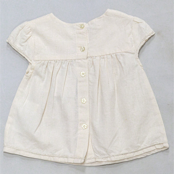 Beige Embroidered Yoke Blouse Beige