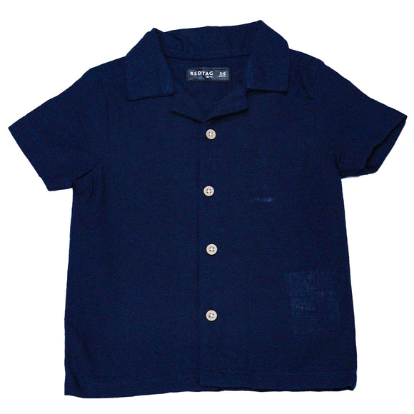 Navy Linen Resort Short Slv Shirt