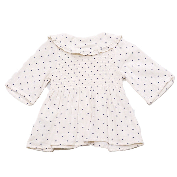 Beige Polkadot Button Front Blouse