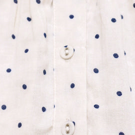 Beige Polkadot Button Front Blouse - 0