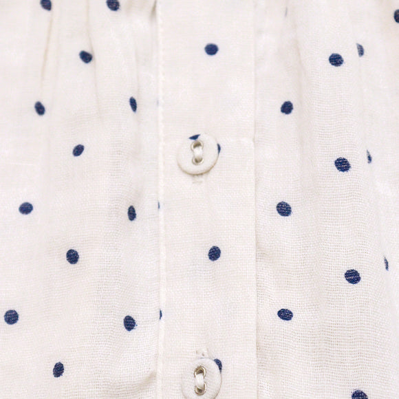 Beige Polkadot Button Front Blouse