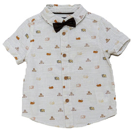 White Bow Tie Aop Short Sleeve Shirt
