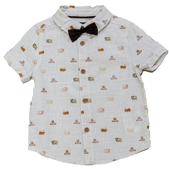 White Bow Tie Aop Short Sleeve Shirt