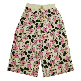 Cream Mickey Mouse Aop Wideleg Pants With Cargo Pocket