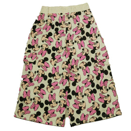 Cream Mickey Mouse Aop Wideleg Pants With Cargo Pocket - 0