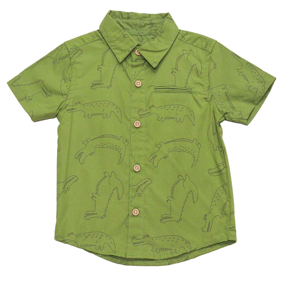 Green Aop Croc Short Sleeve Shirt