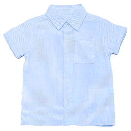 Blue Stripe Seersucker Resort Short Slv Shirt