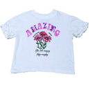 White Frill Sleeve3D Embellishment T Shirt-1