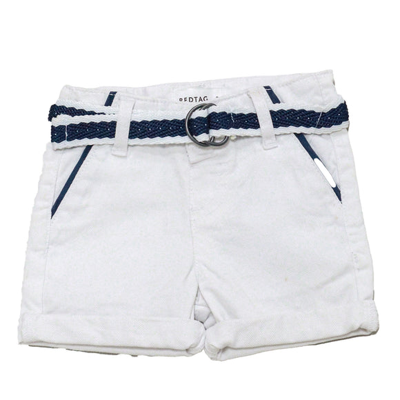 White Chino Shorts With Belt