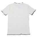 White Embroidered Rib Top With Contrast Color-2