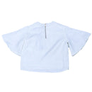 White Solid Cotton Sateen Flutter Sleeves Blouse-3