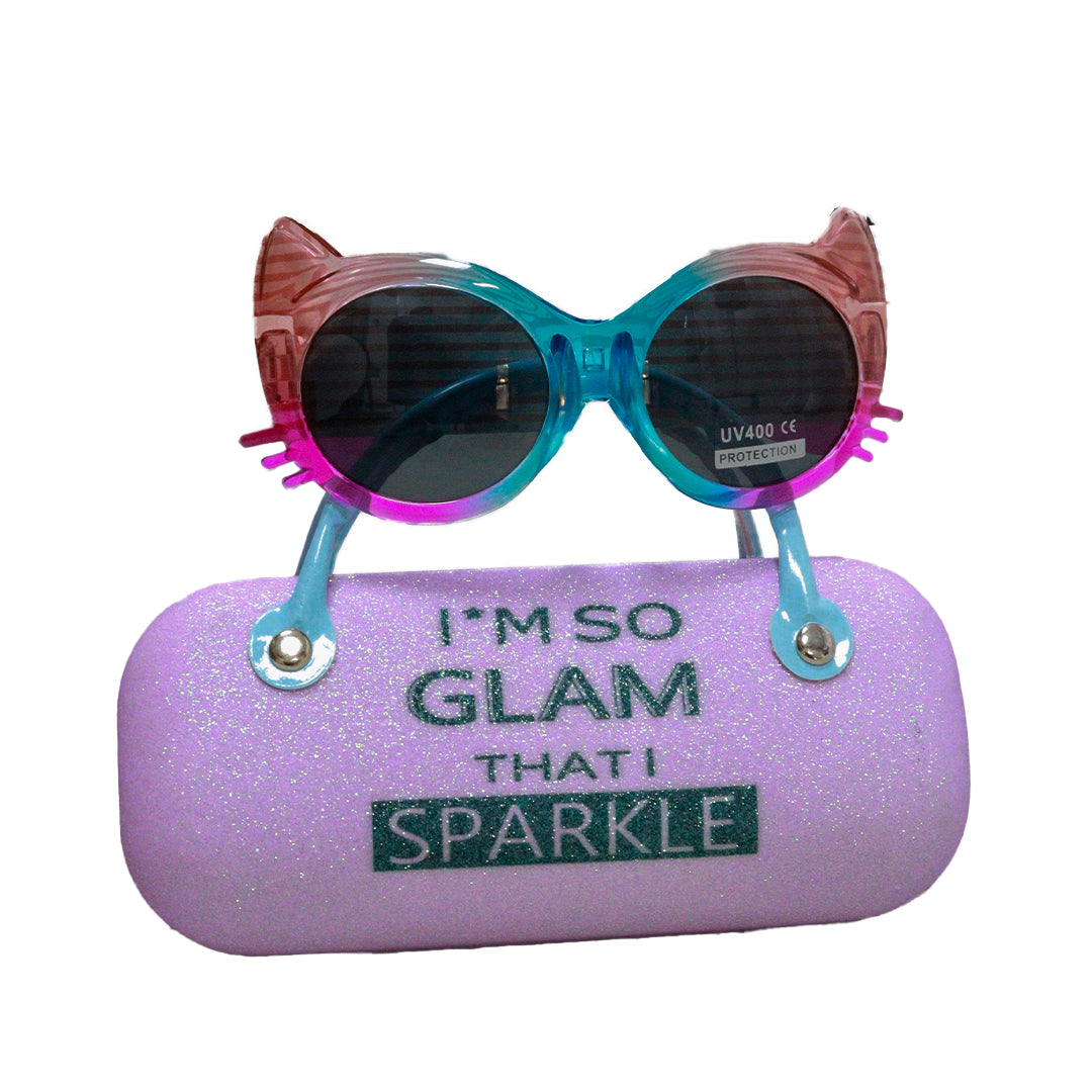 Cat Eye  Shaped Sunglasses With Character Embellished Case