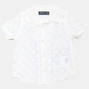 White Fabric Interest Shirt And Short 2 Pcs Set-2