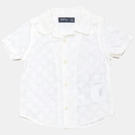 White Fabric Interest Shirt And Short 2 Pcs Set - 0