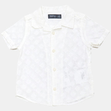 White Fabric Interest Shirt And Short 2 Pcs Set REDTAG