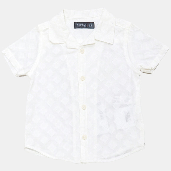 White Fabric Interest Shirt And Short 2 Pcs Set