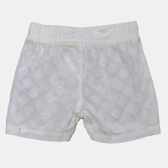 White Fabric Interest Shirt And Short 2 Pcs Set