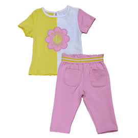 Pink Cut And Sew T Shirt And Trouser Set Pale Pink