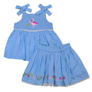 Blue Jacquard Floral Embroidery Set Blue-1