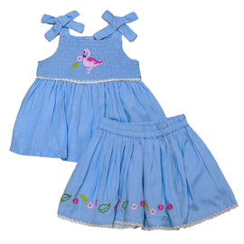 Blue Jacquard Floral Embroidery Set Blue