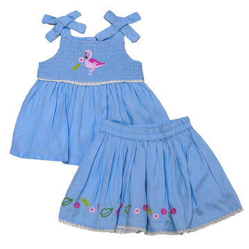 Blue Jacquard Floral Embroidery Set Blue