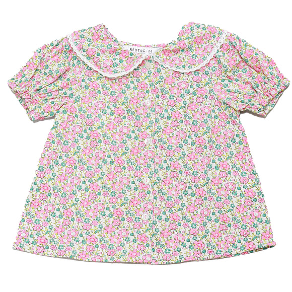 White Aop Floral Blouse