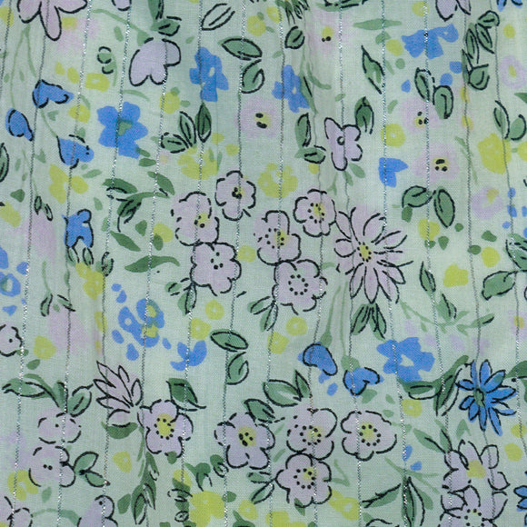 White Aop Floral Lurex Blouse