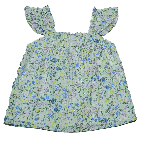 White Aop Floral Lurex Blouse