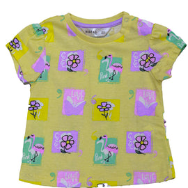 Light Green Floral All Over Print T Shirt Green