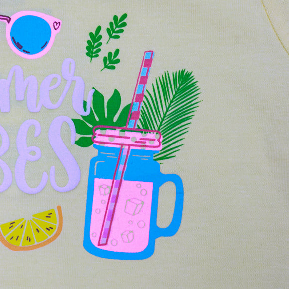 Yellow Placement Print T Shirt